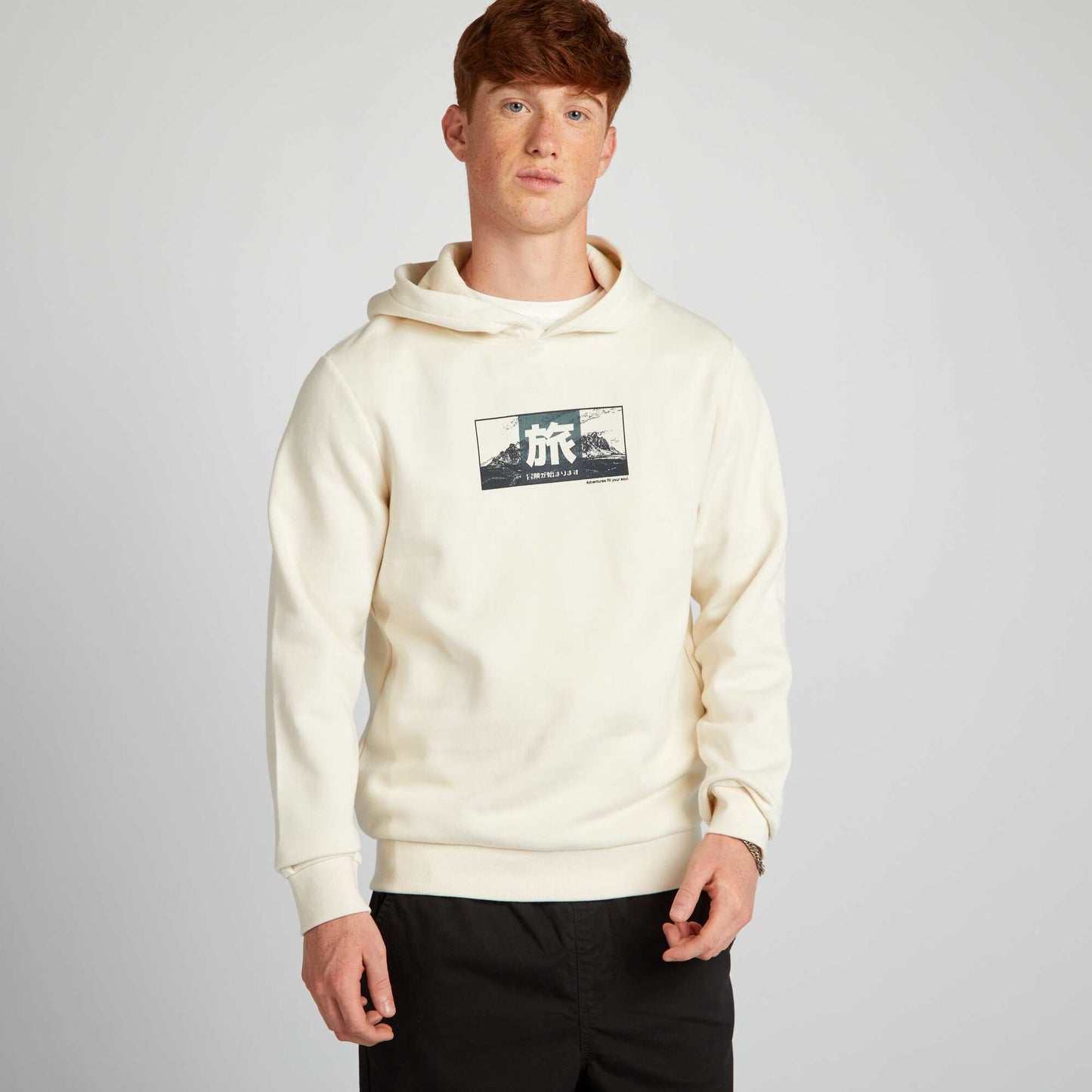 Sweatshirt fabric hoodie WHITE