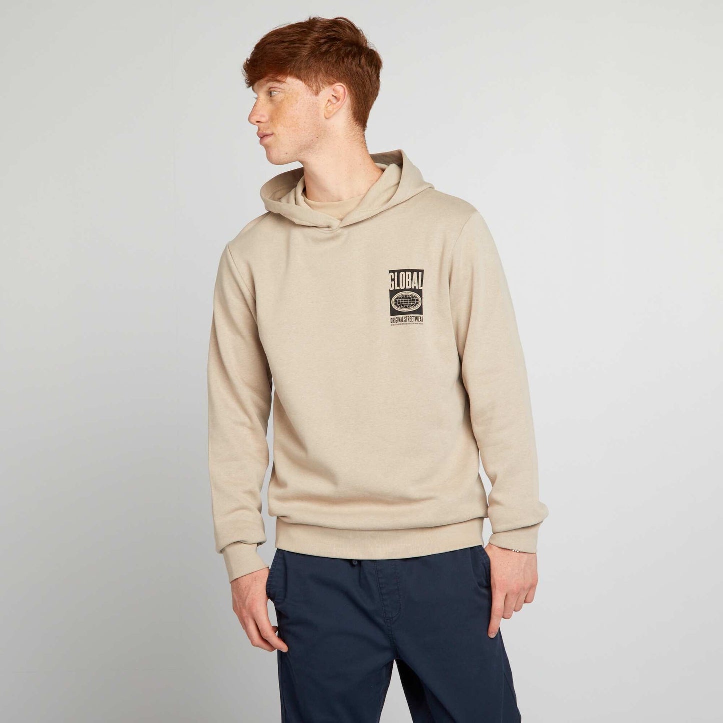 Sweatshirt fabric hoodie BEIGE