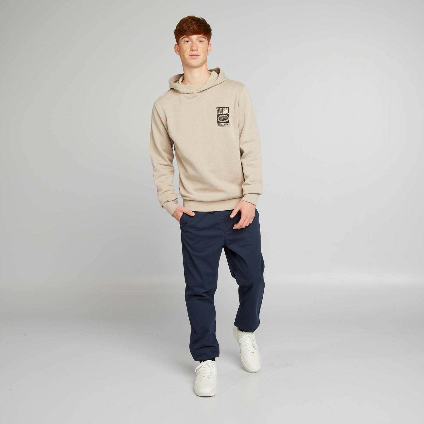 Sweatshirt fabric hoodie BEIGE