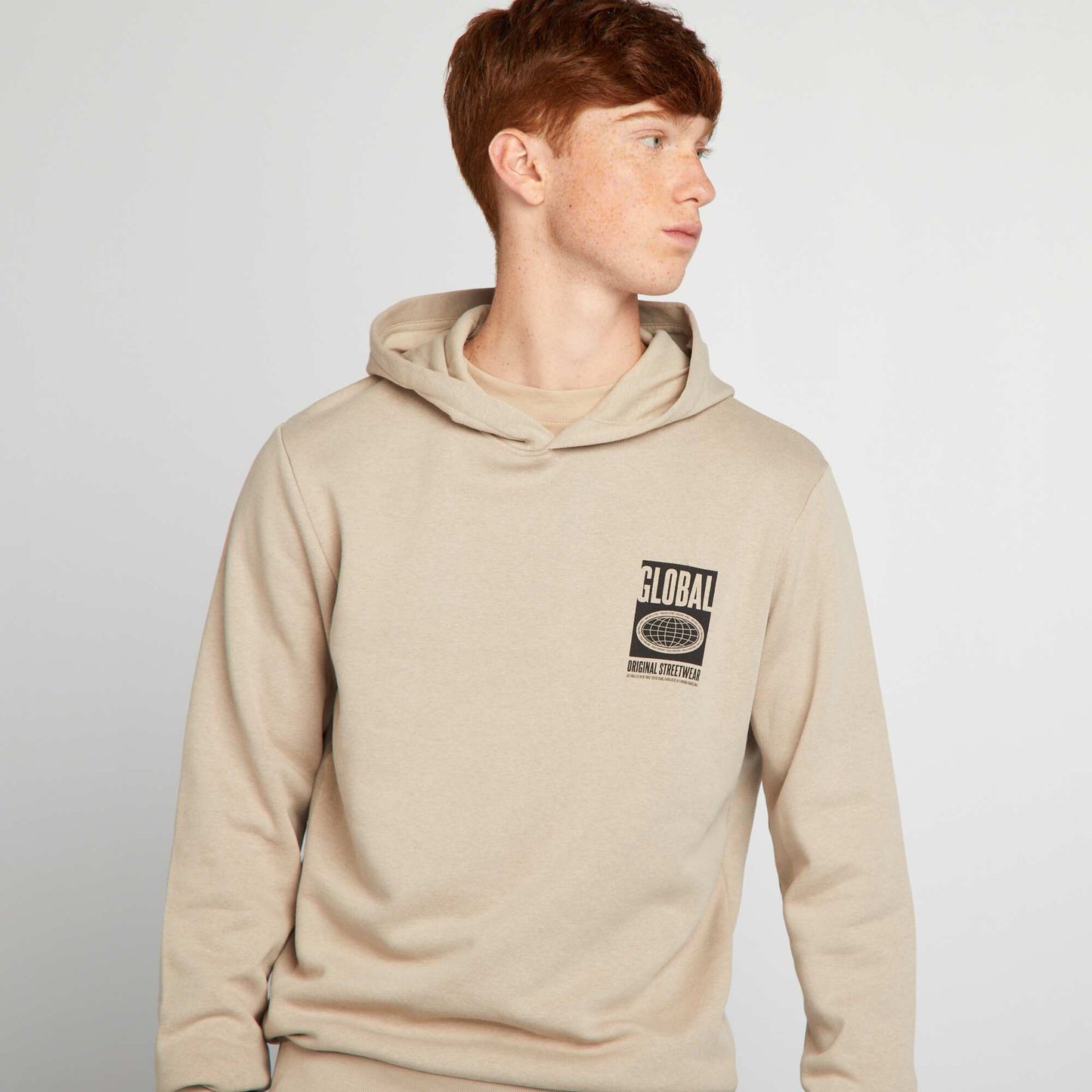 Sweatshirt fabric hoodie BEIGE