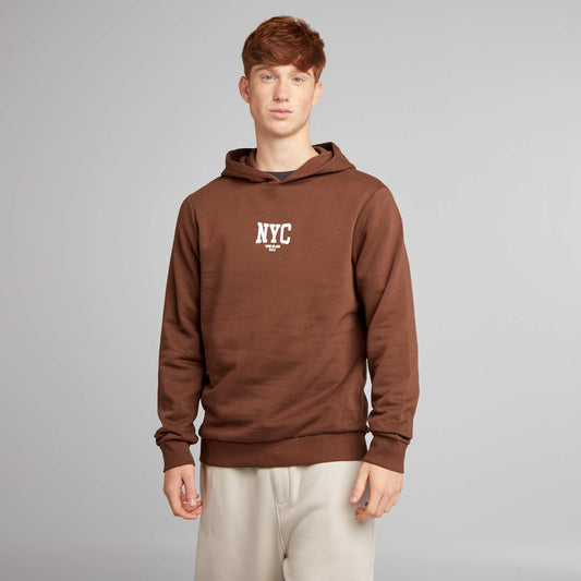 Sweatshirt fabric hoodie BROWN