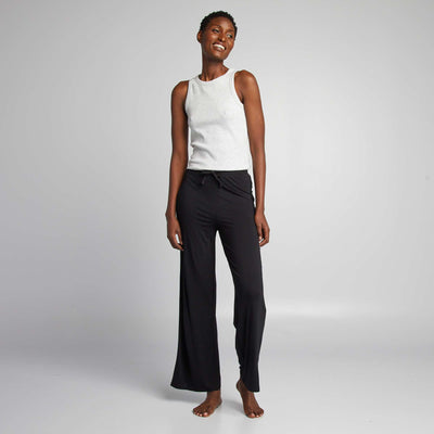 بنطلون بيجامة بساق عريضة منسدلة أسود