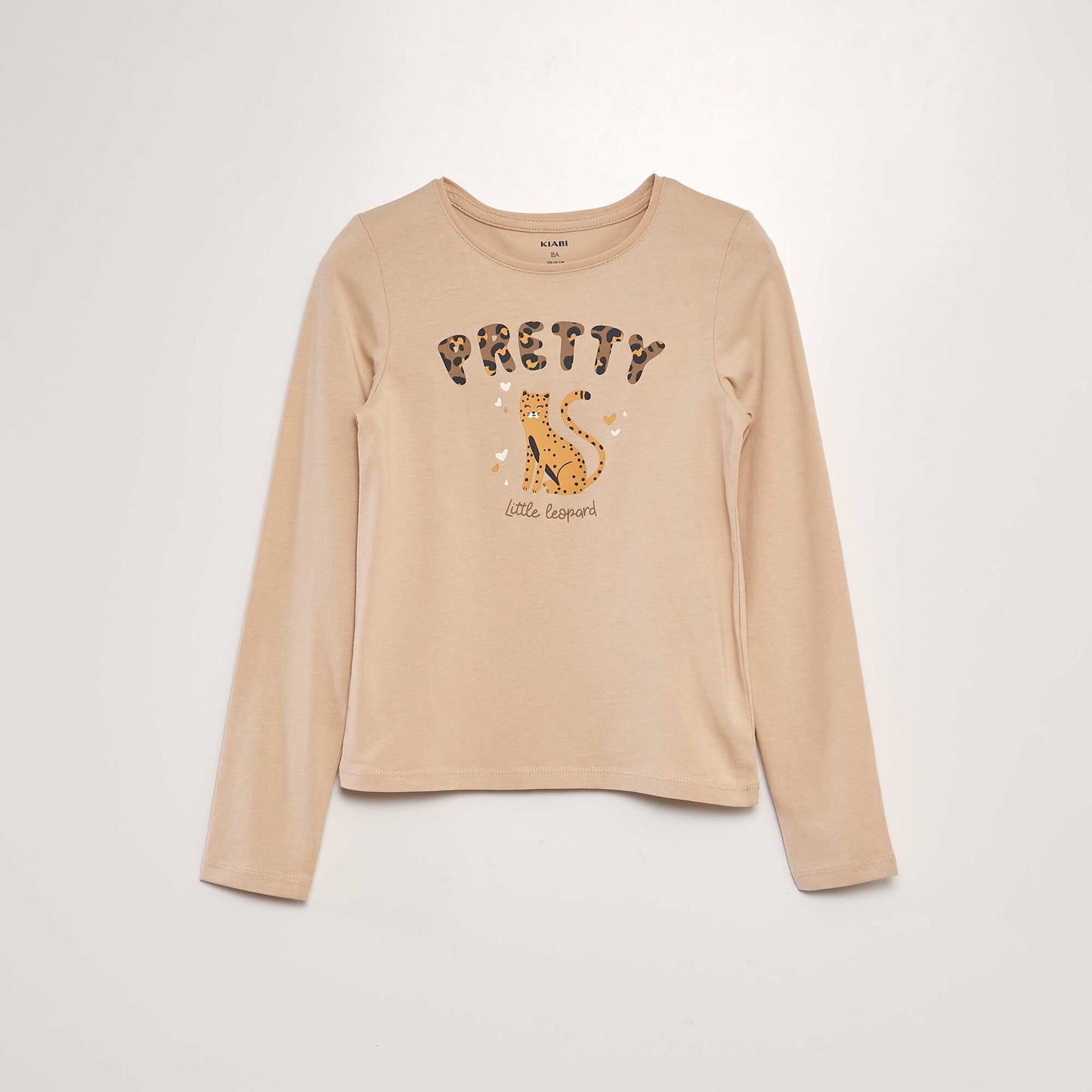 Printed long-sleeved T-shirt BEIGE