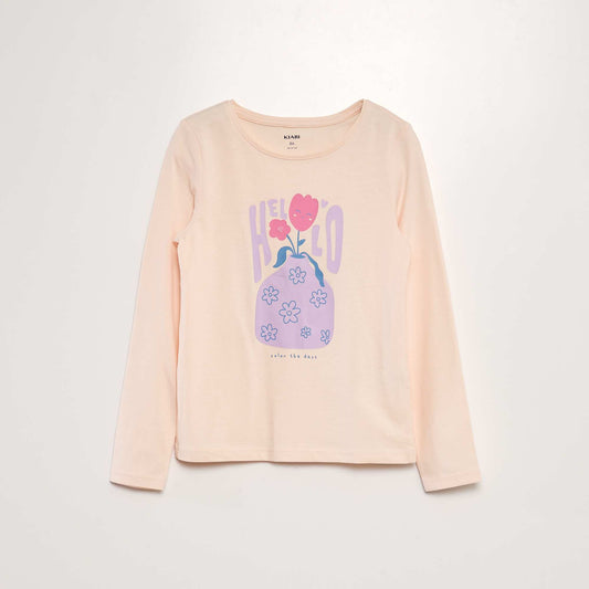 Printed long-sleeved T-shirt PINK