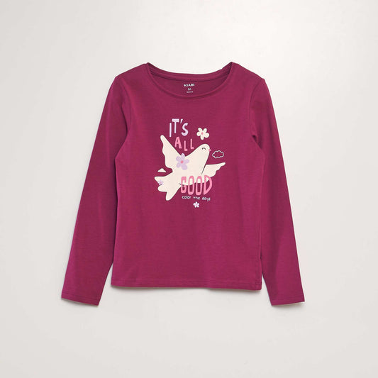 Printed long-sleeved T-shirt PINK