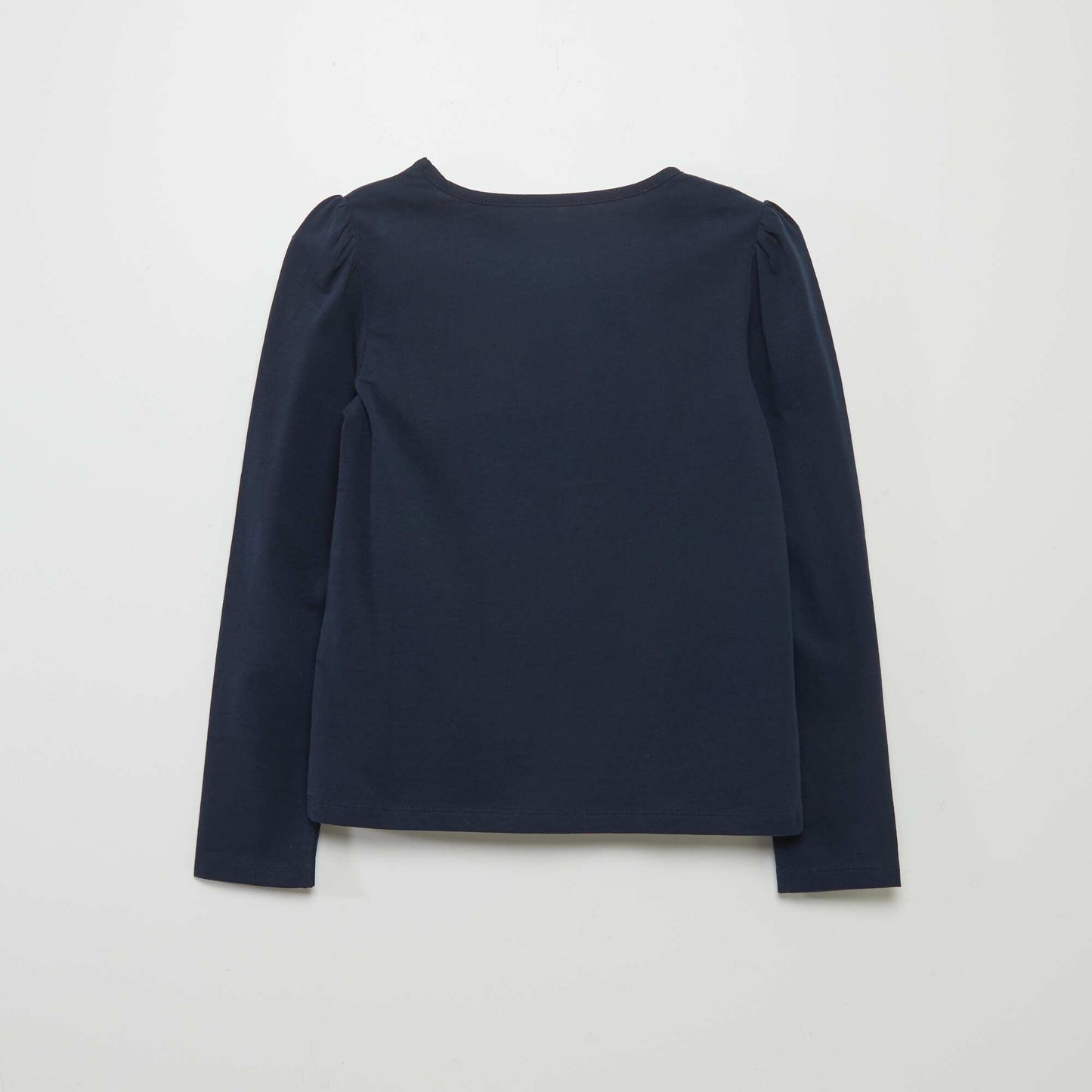 Plain T-shirt with gathered shoulders blue