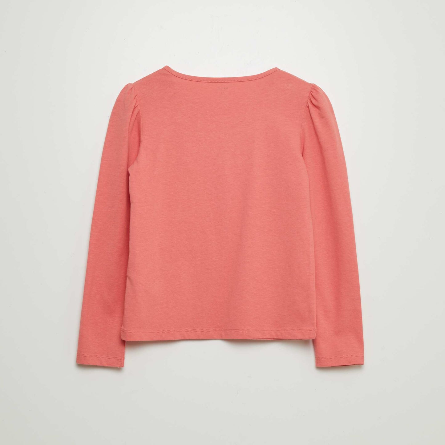 Plain T-shirt with gathered shoulders PINK