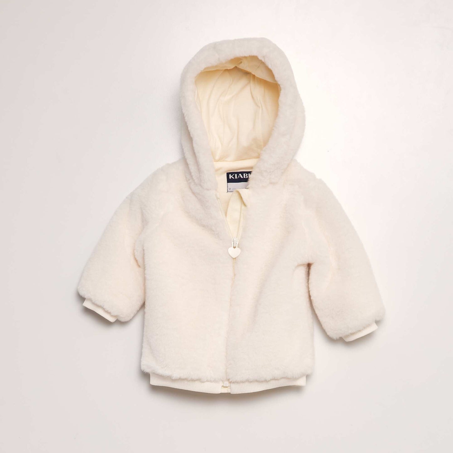 Jacket with faux fur trimmed hood WHITE