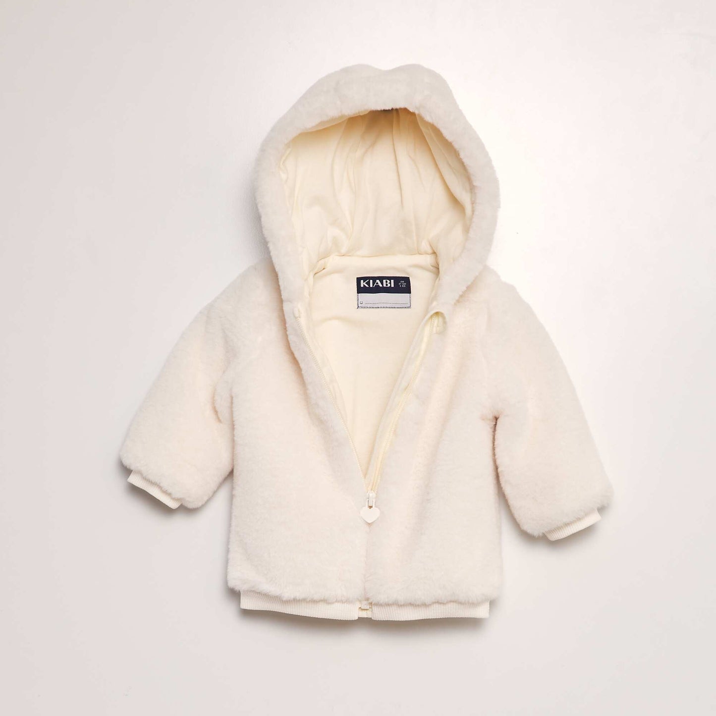 Jacket with faux fur trimmed hood WHITE