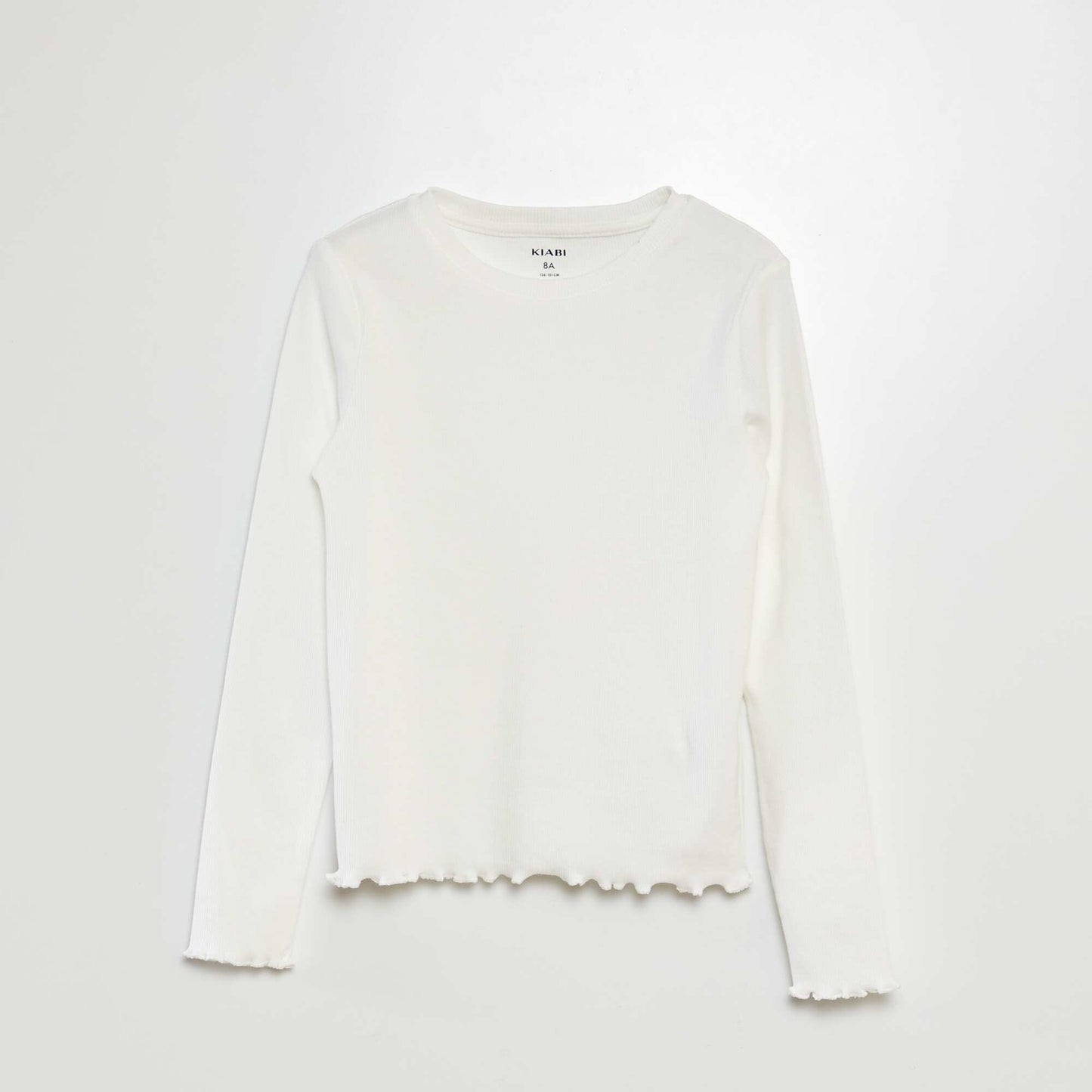 Ribbed T-shirt with long sleeves WHITE