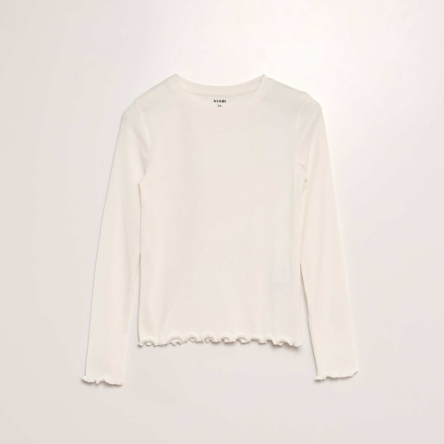 Ribbed T-shirt with long sleeves WHITE