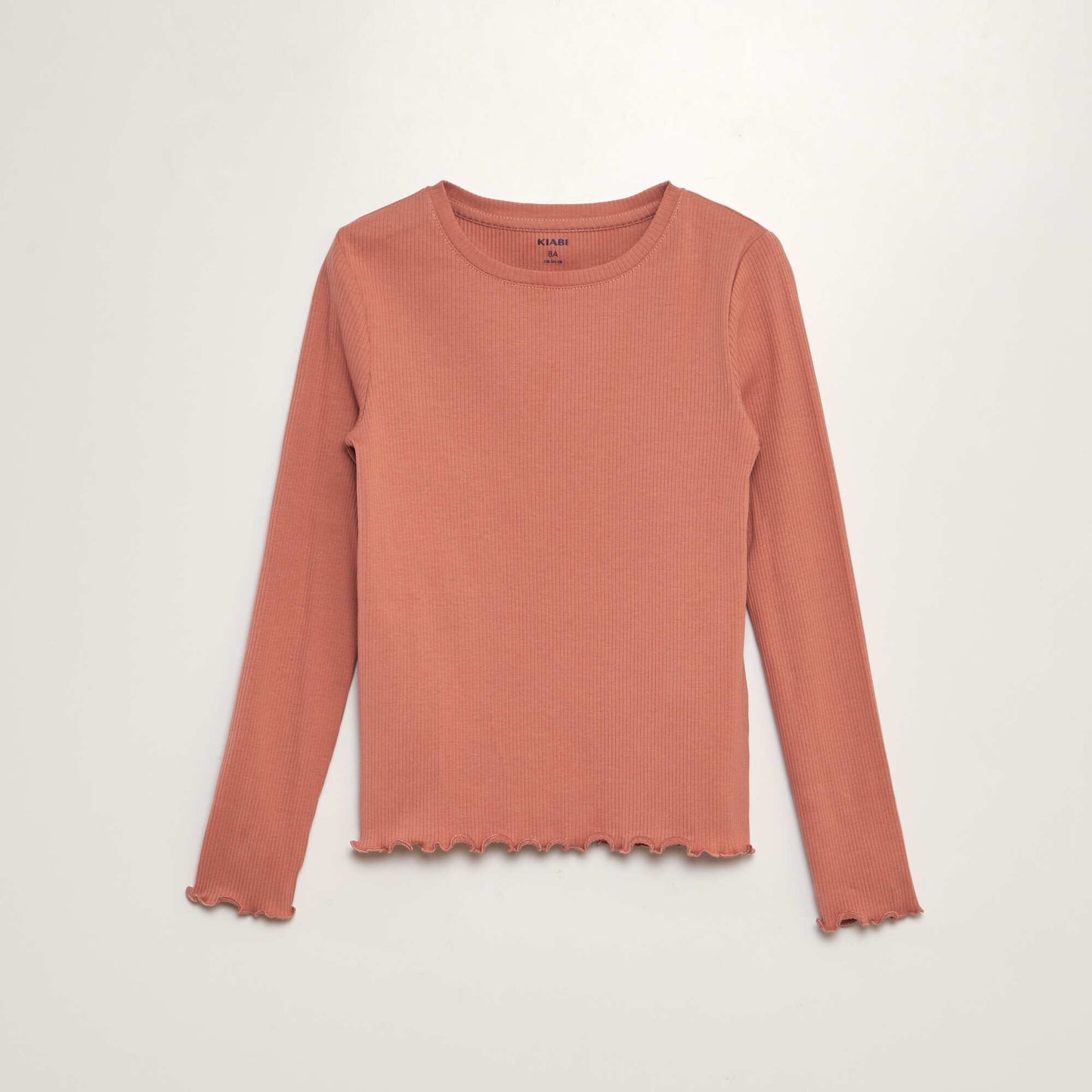 Ribbed T-shirt with long sleeves PINK