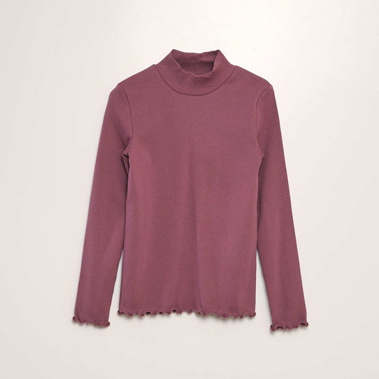 Ribbed T-shirt with long sleeves PINK