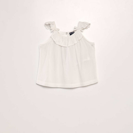 Blouse with ruffled straps WHITE