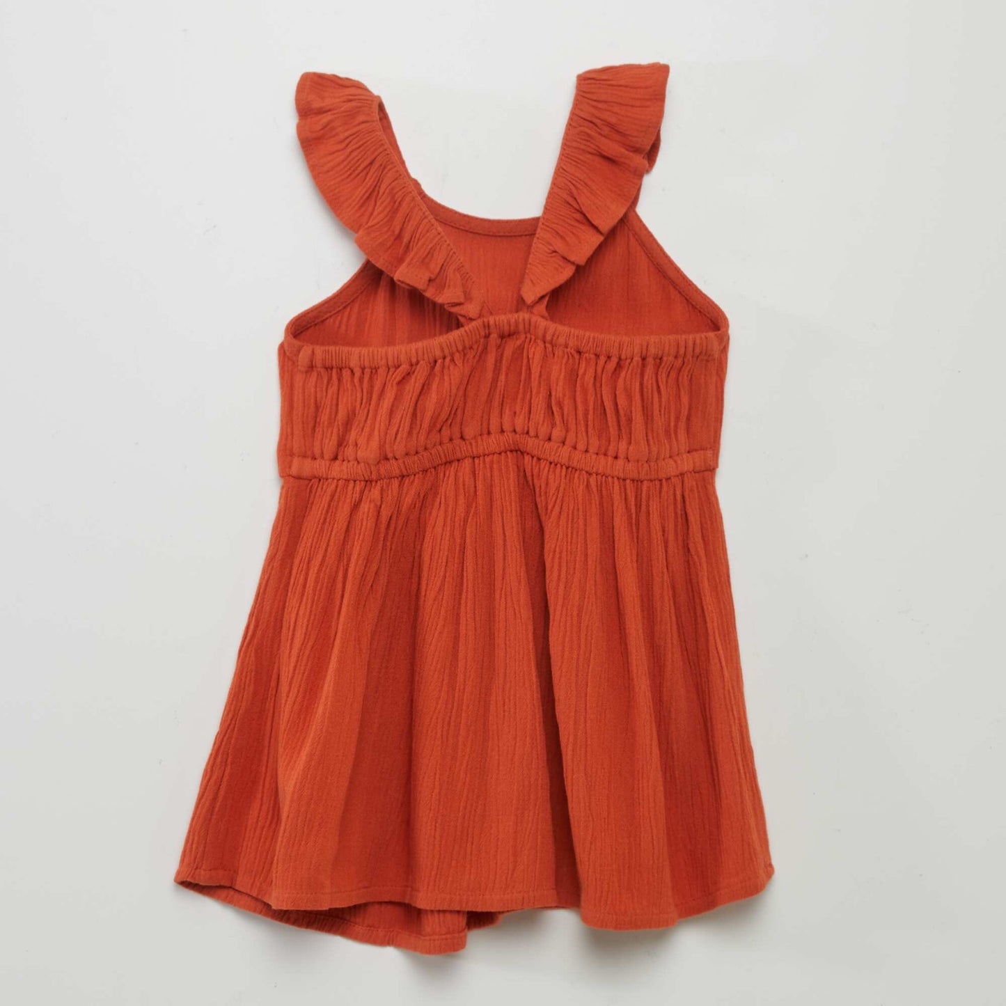 Crepe dress with crossover back orange