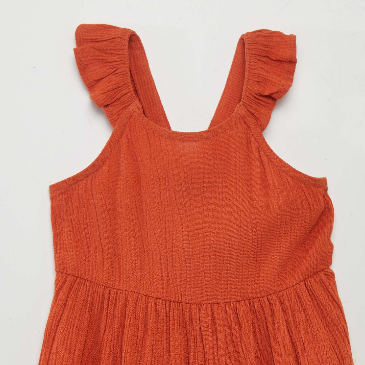 Crepe dress with crossover back orange