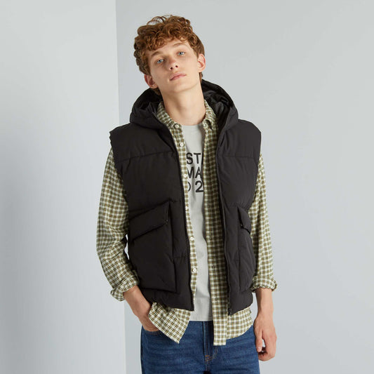 Quilted padded jacket with hood black