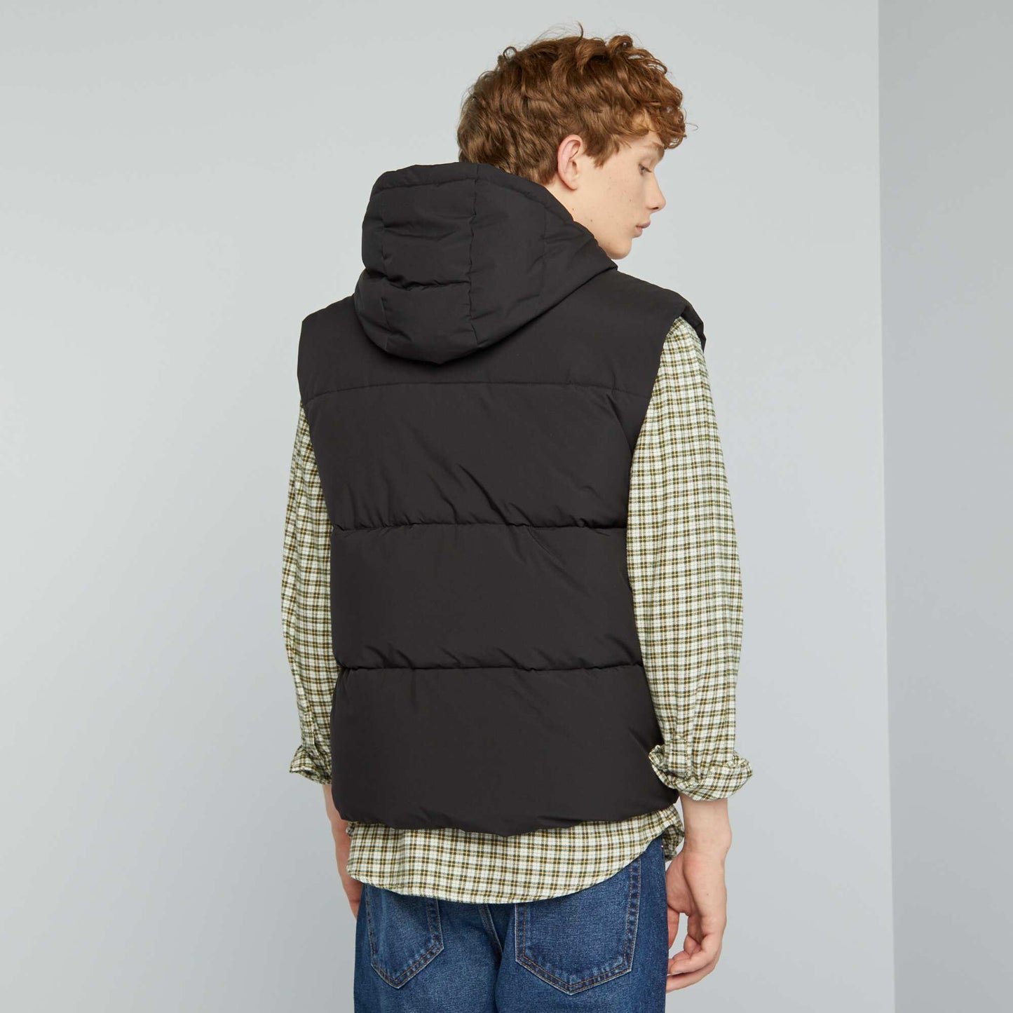 Quilted padded jacket with hood black