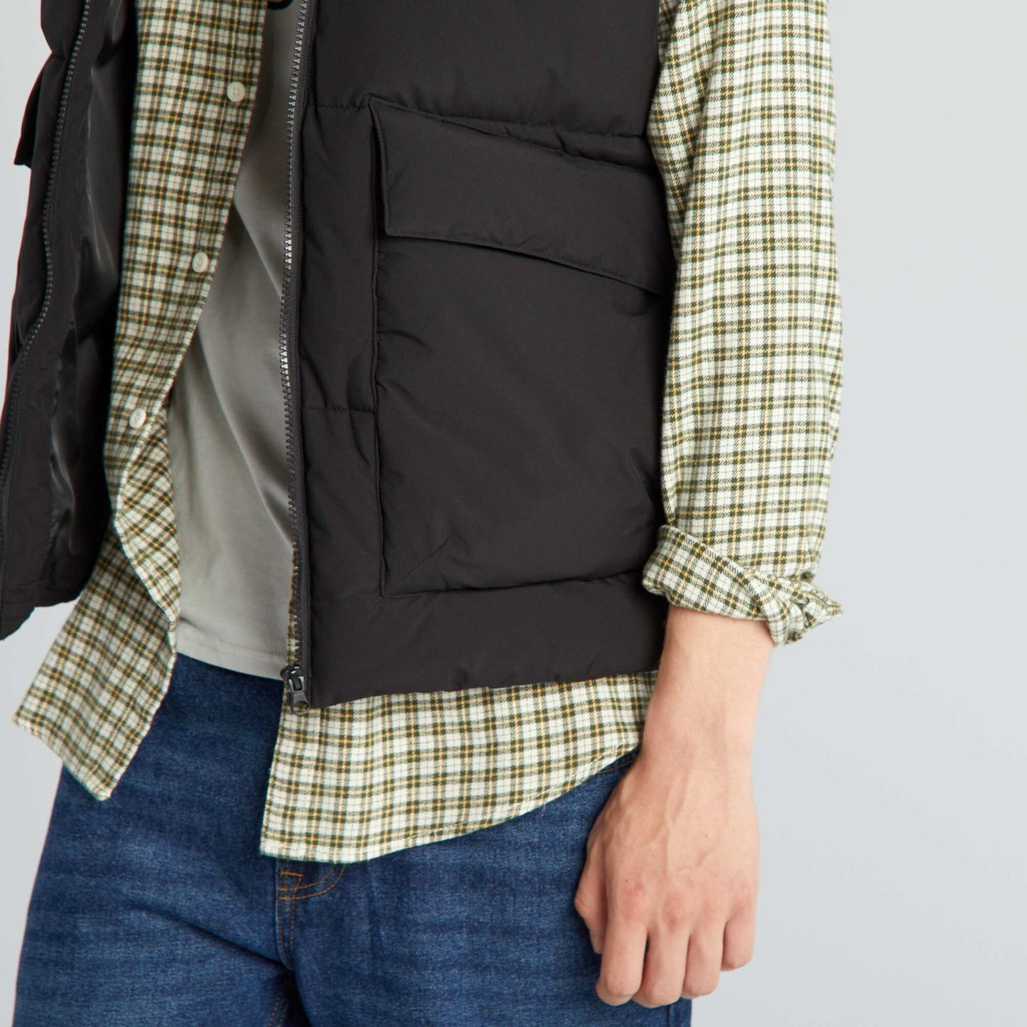 Quilted padded jacket with hood black