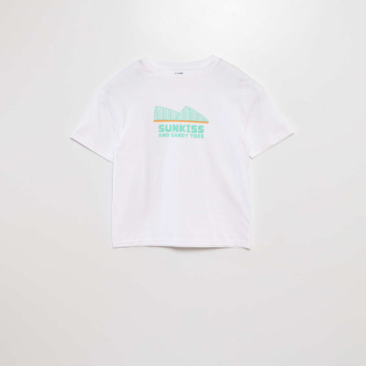 Short-sleeved T-shirt with lettering WHITE