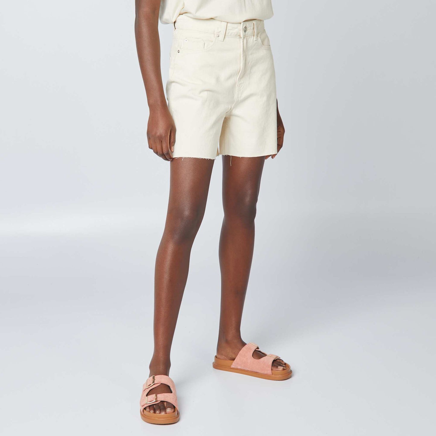 Cotton mid-thigh shorts WHITE