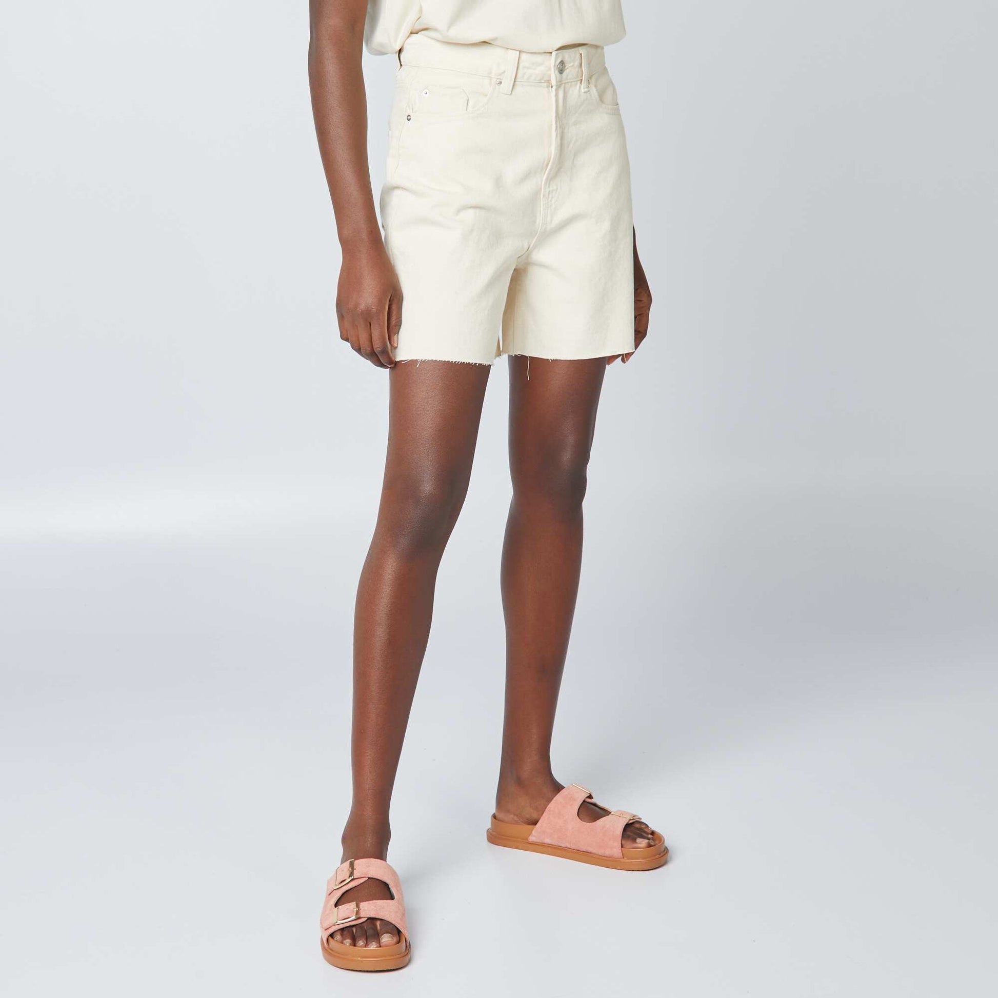 Cotton mid-thigh shorts WHITE