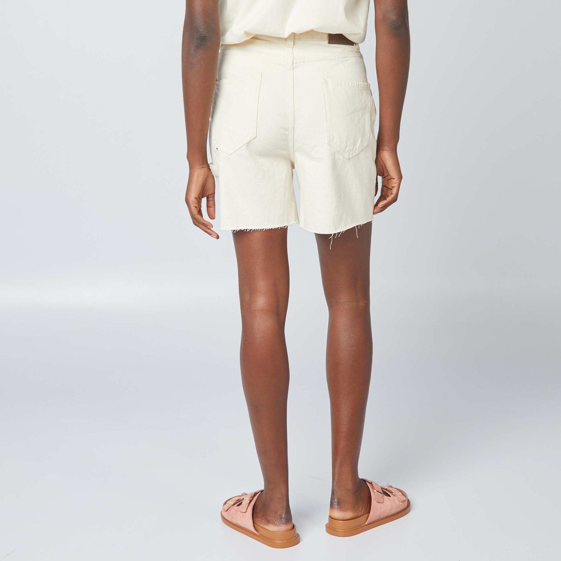 Cotton mid-thigh shorts WHITE