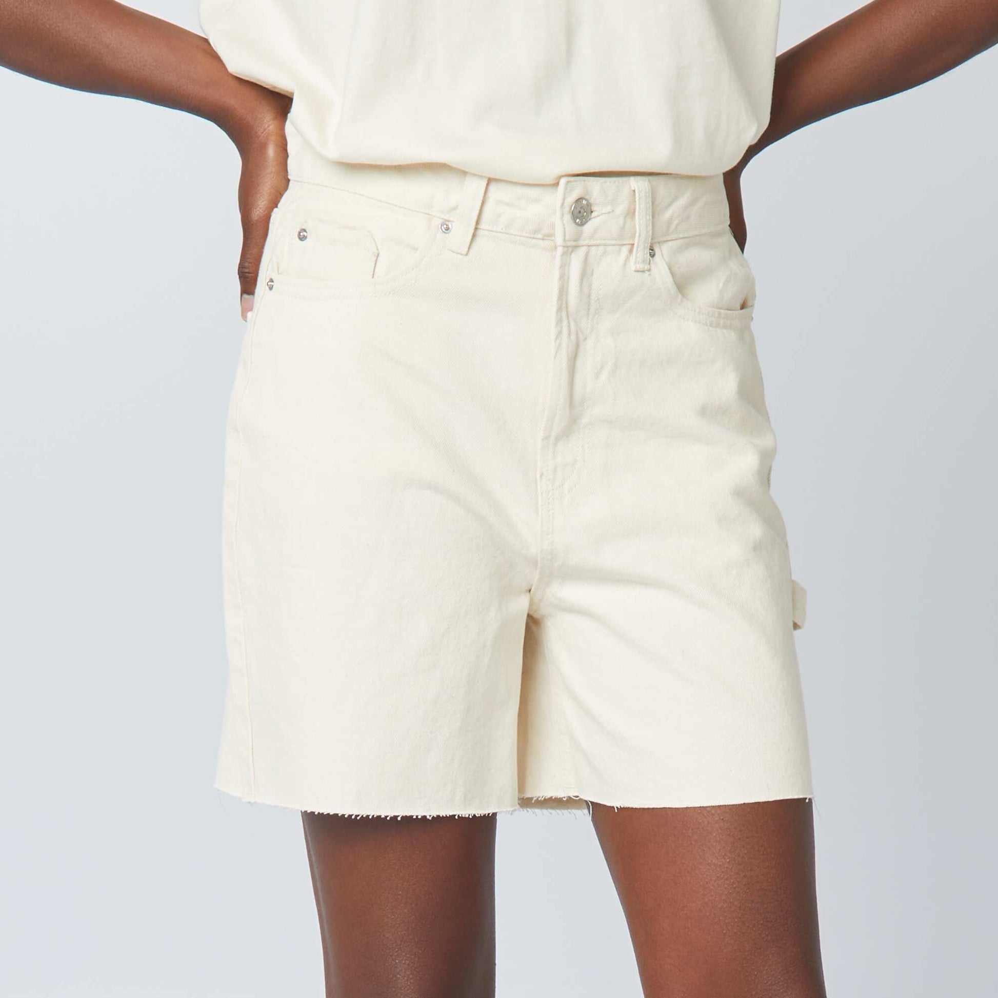 Cotton mid-thigh shorts WHITE