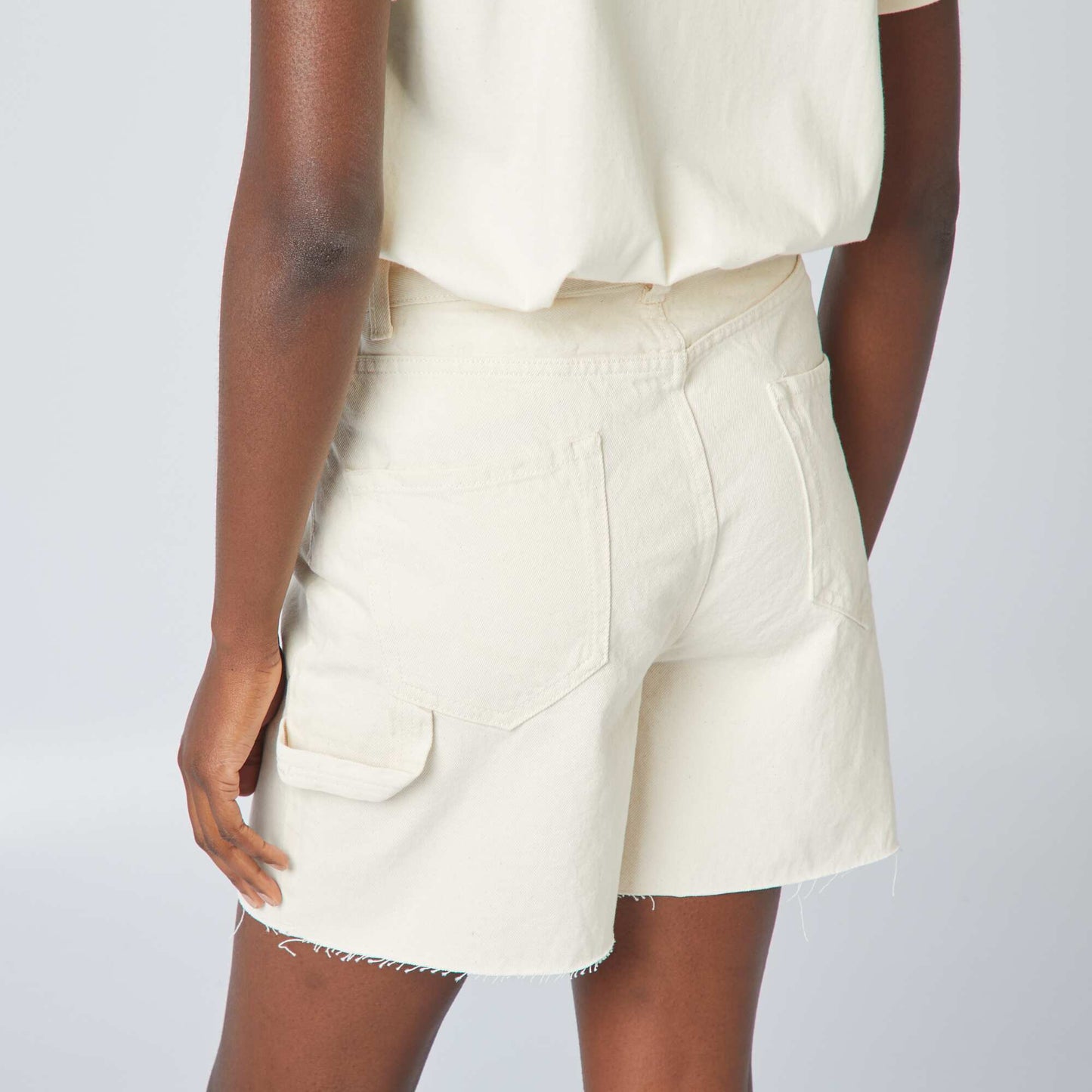 Cotton mid-thigh shorts WHITE