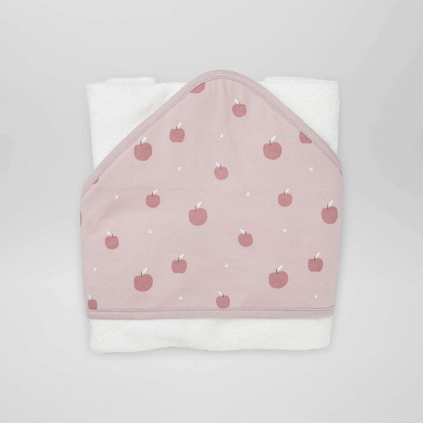 Terrycloth bath towel with printed hood PINK