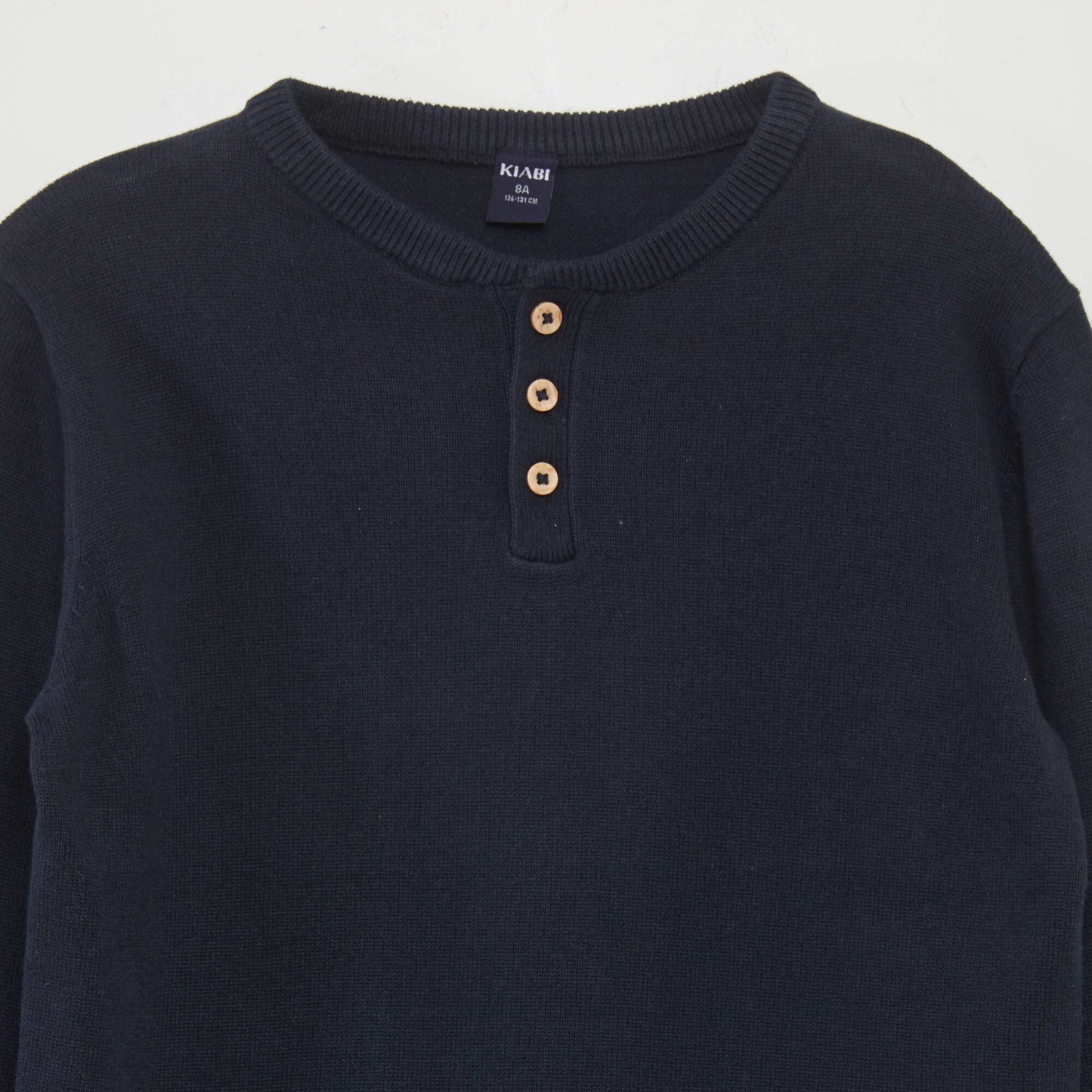 Sweater with buttoned henley collar blue