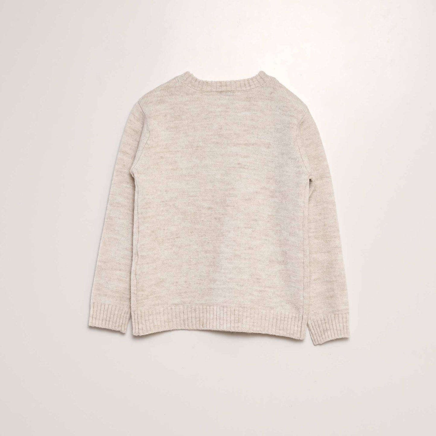 Cable knit sweater with round neckline BEIGE