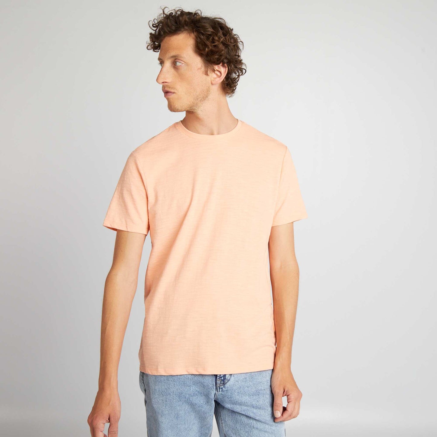 Jacquard T-shirt with round neck ORANGE