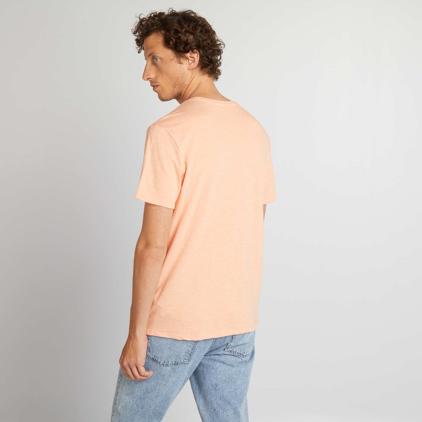 Jacquard T-shirt with round neck ORANGE