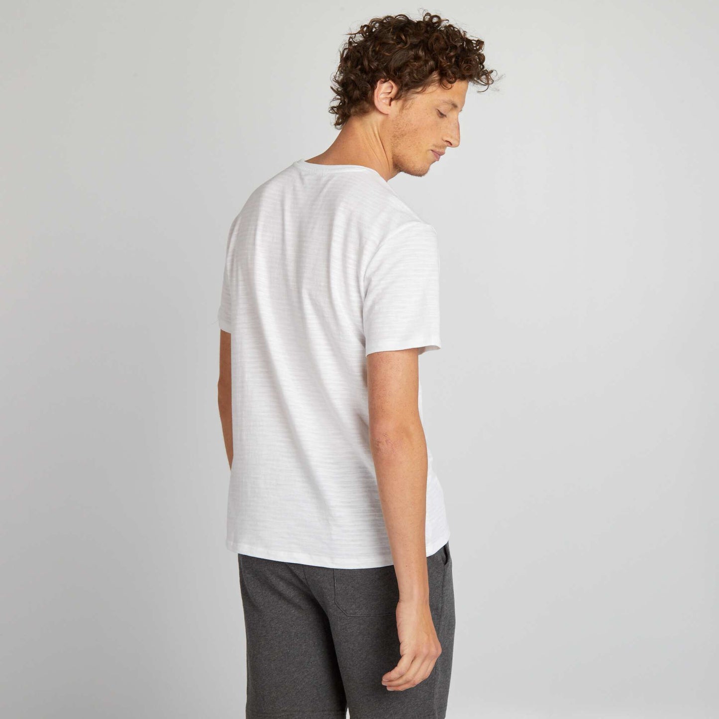 Jacquard T-shirt with round neck white