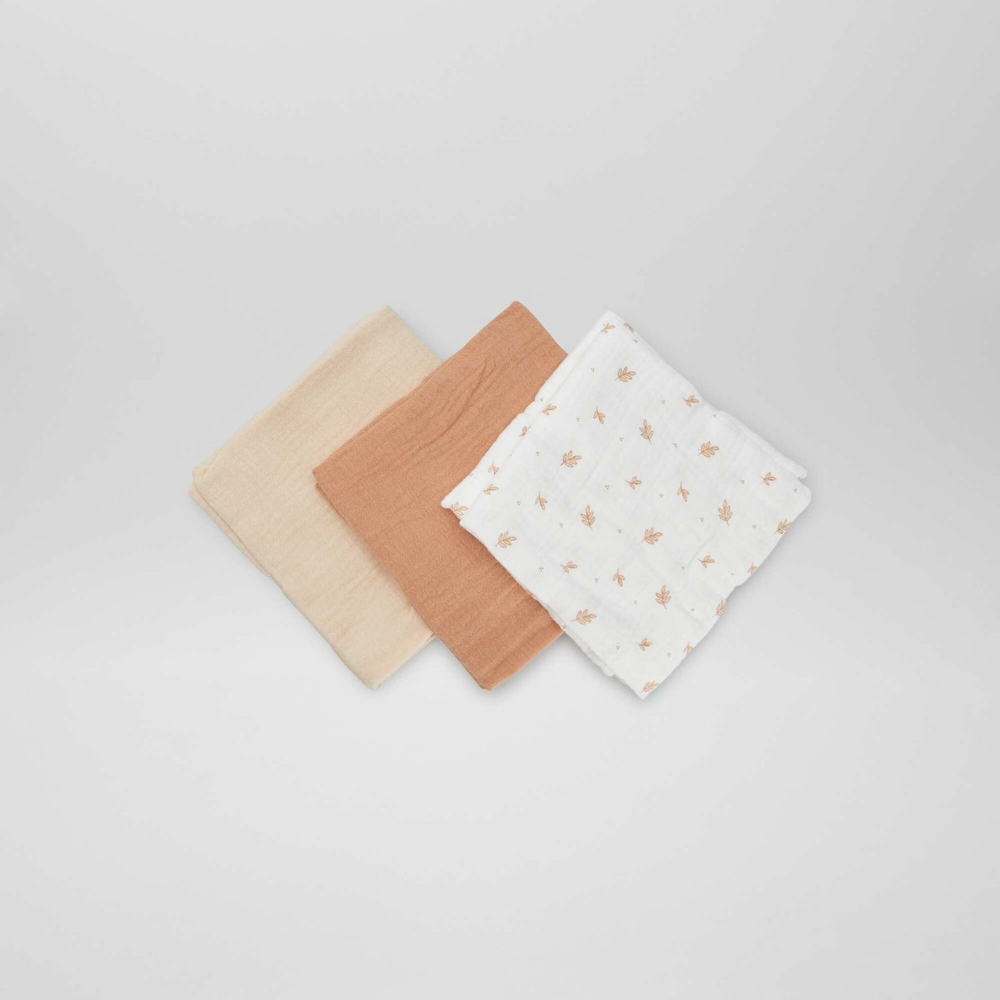 Pack of 3 cotton muslin squares WHITE