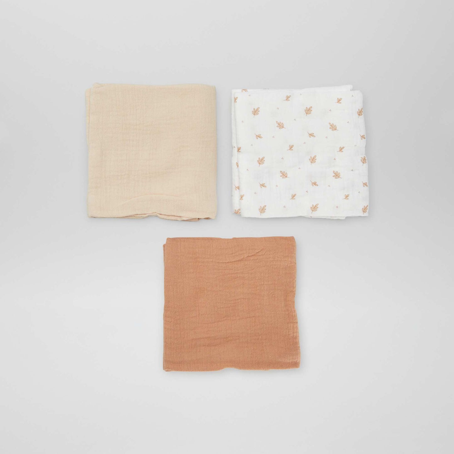 Pack of 3 cotton muslin squares WHITE