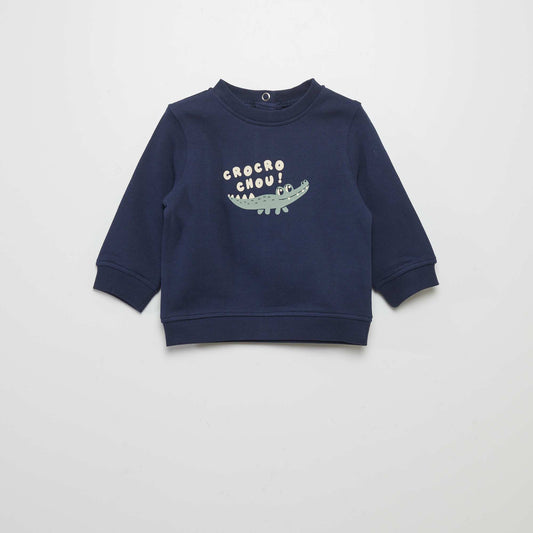 Fine sweatshirt fabric sweater with print BLUE