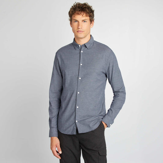 Slim-fit dobby shirt BLUE