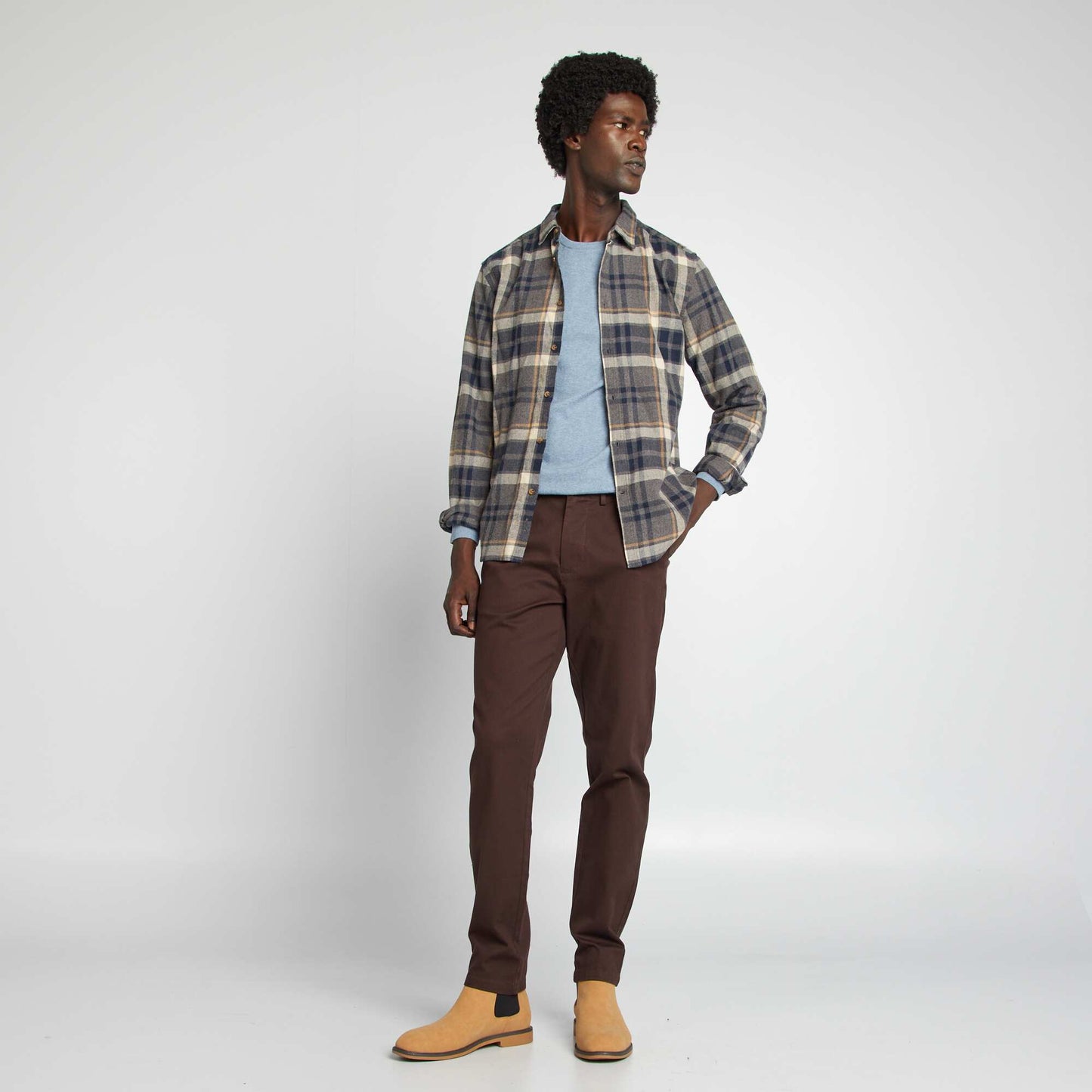 Checked flannel shirt BLUE