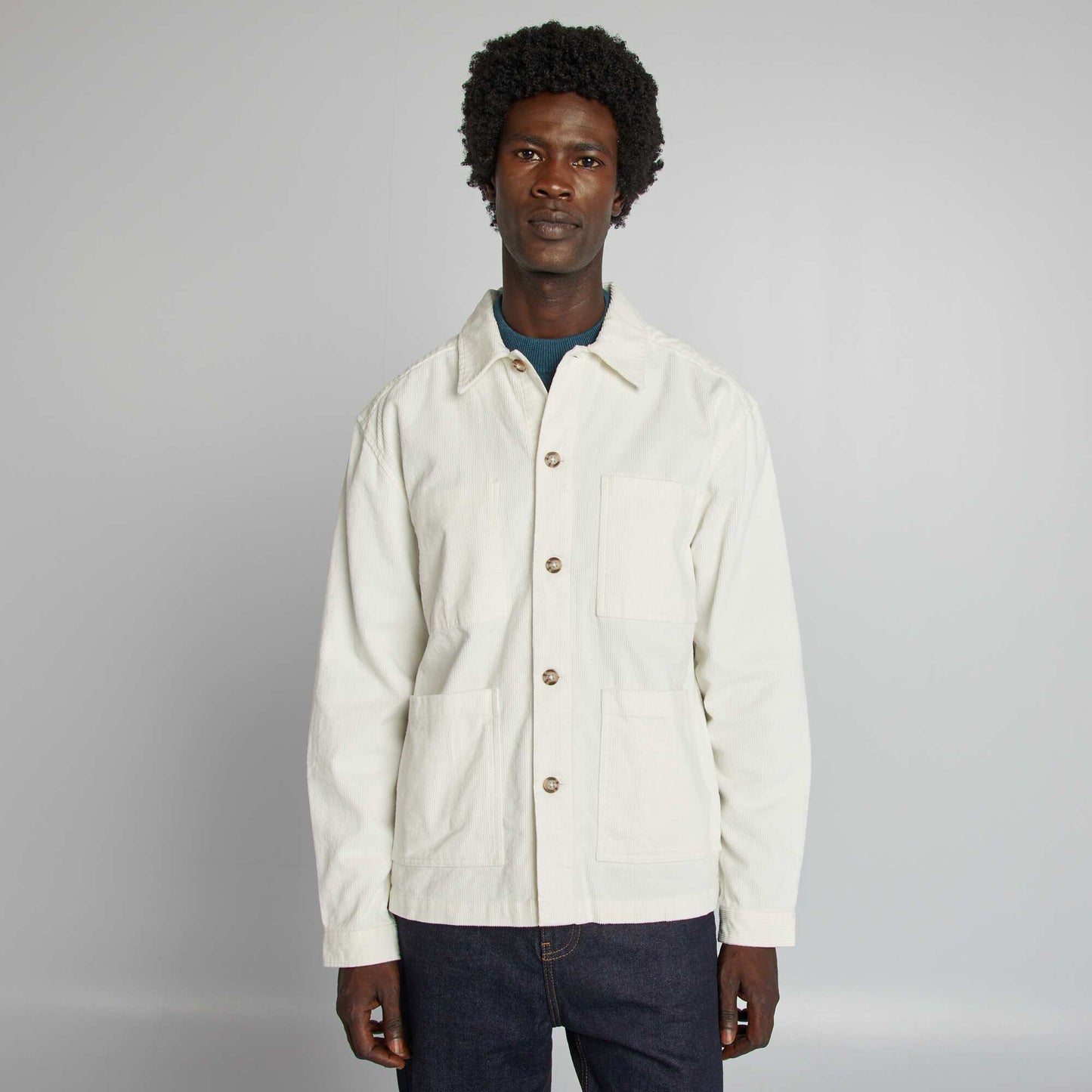 Velvet regular-fit overshirt WHITE