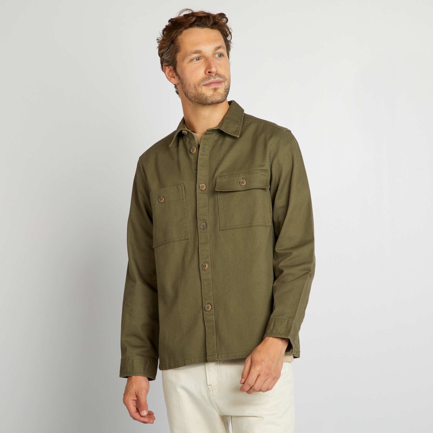 Twill overshirt KHAKI