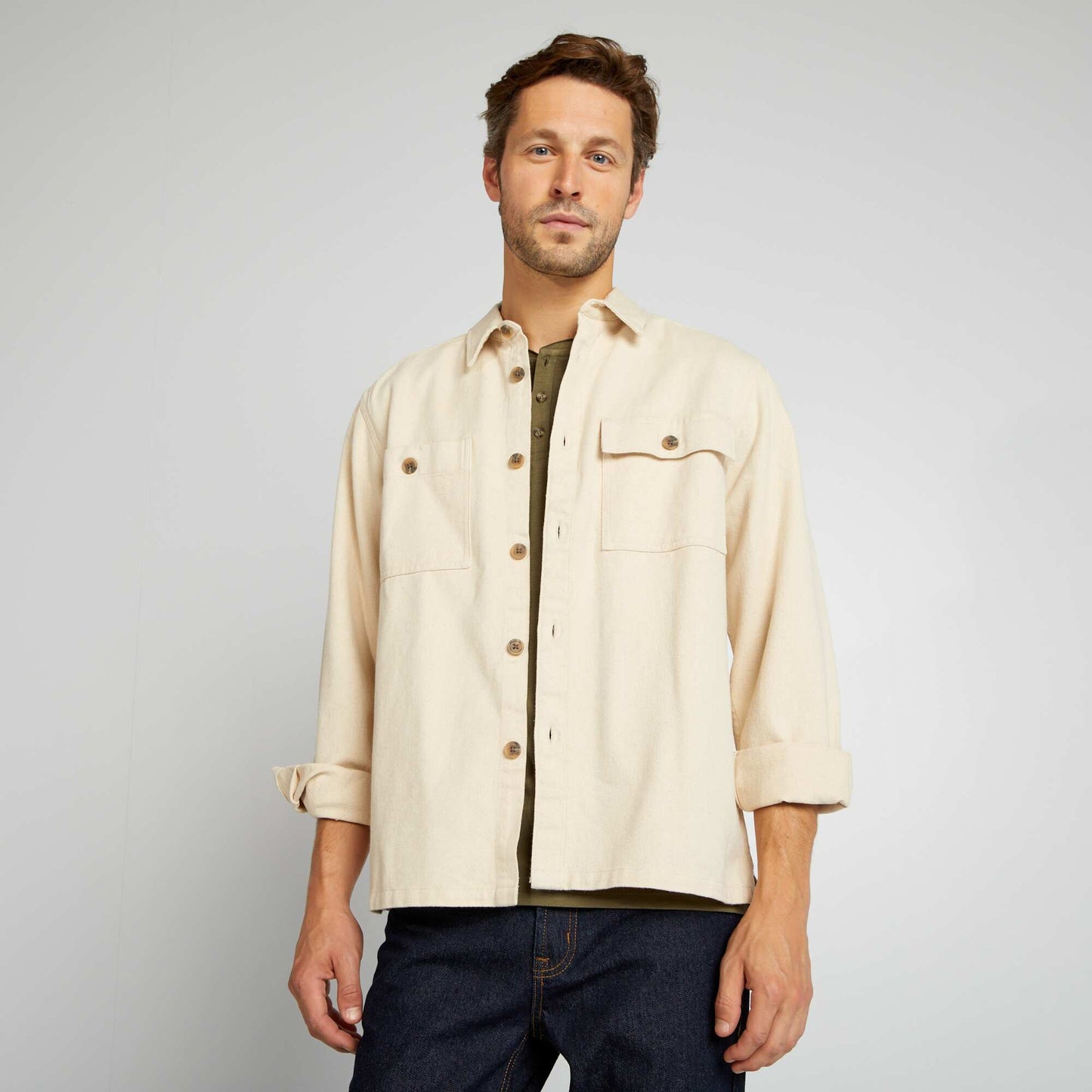 Twill overshirt WHITE