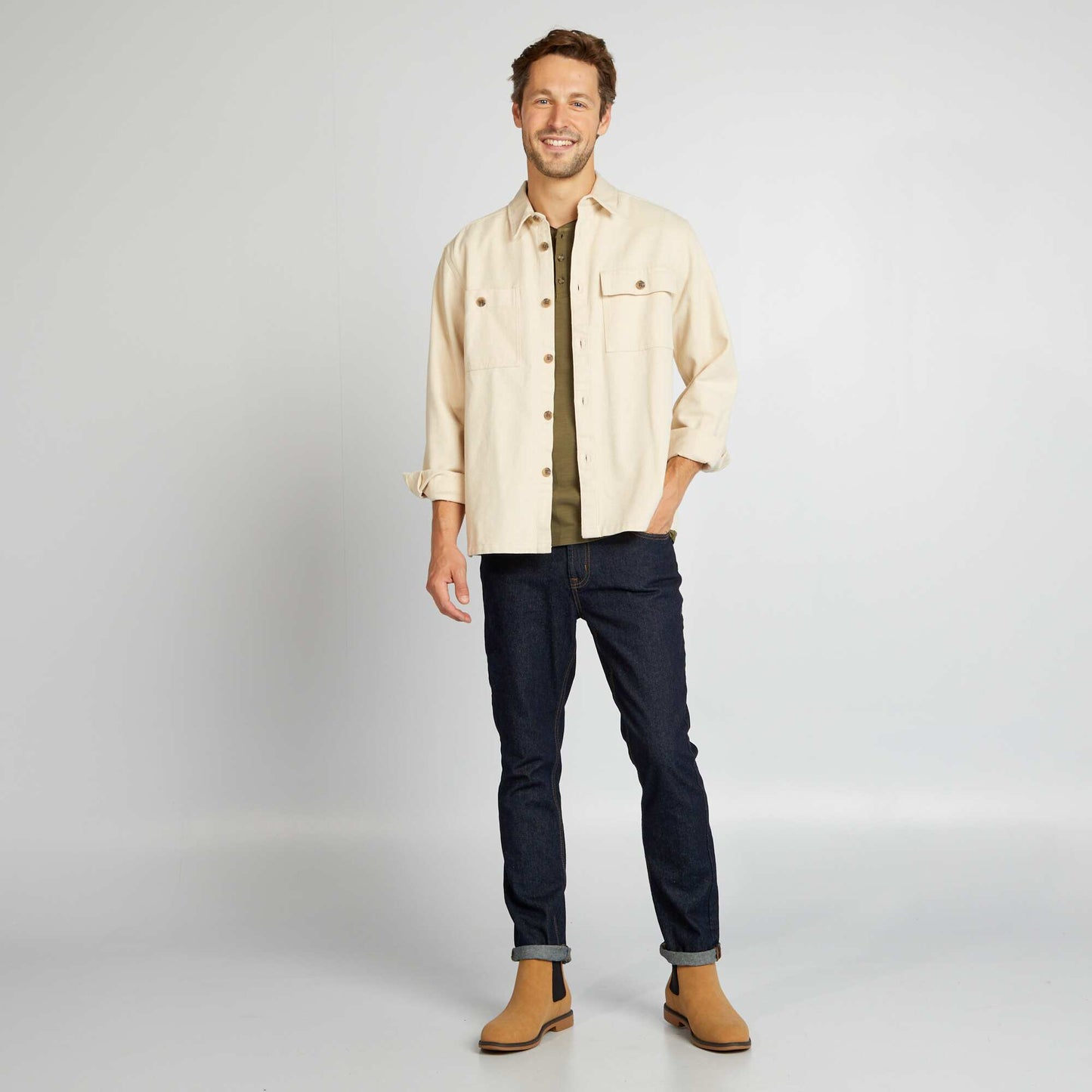 Twill overshirt WHITE