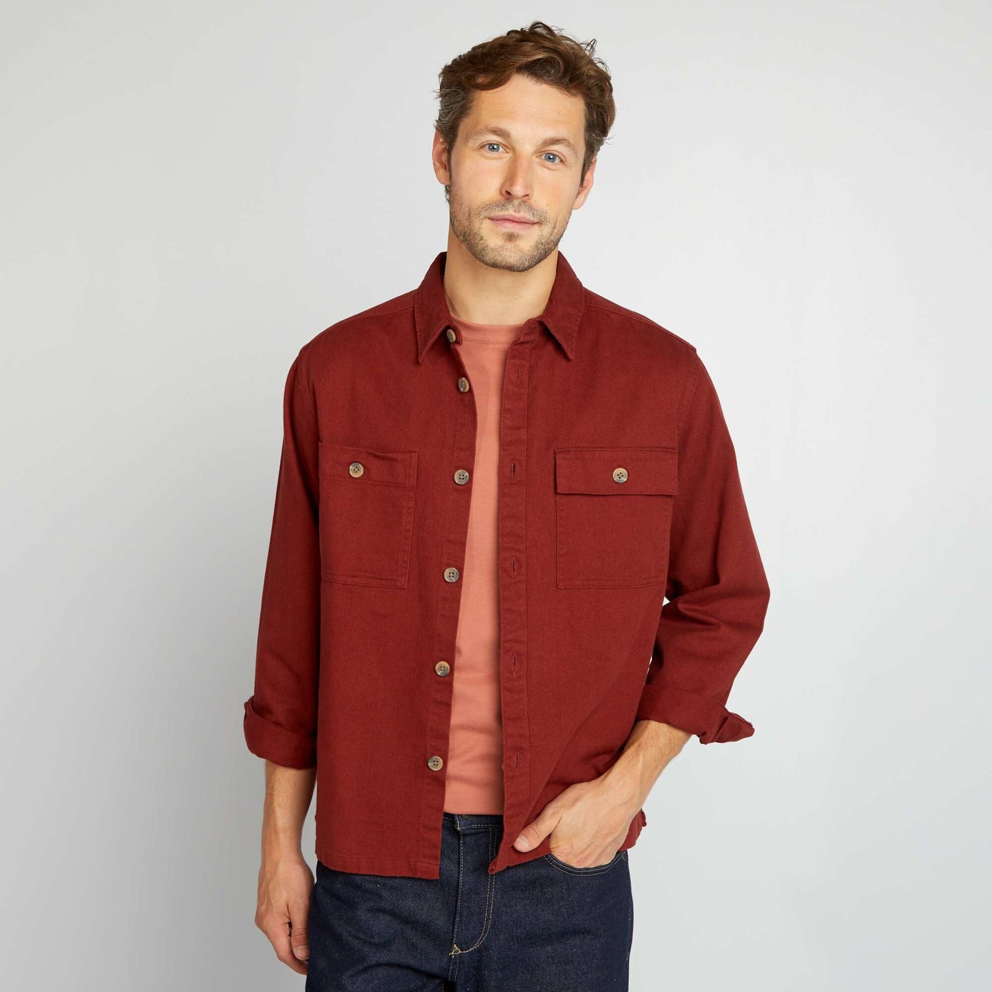 Twill overshirt ORANGE