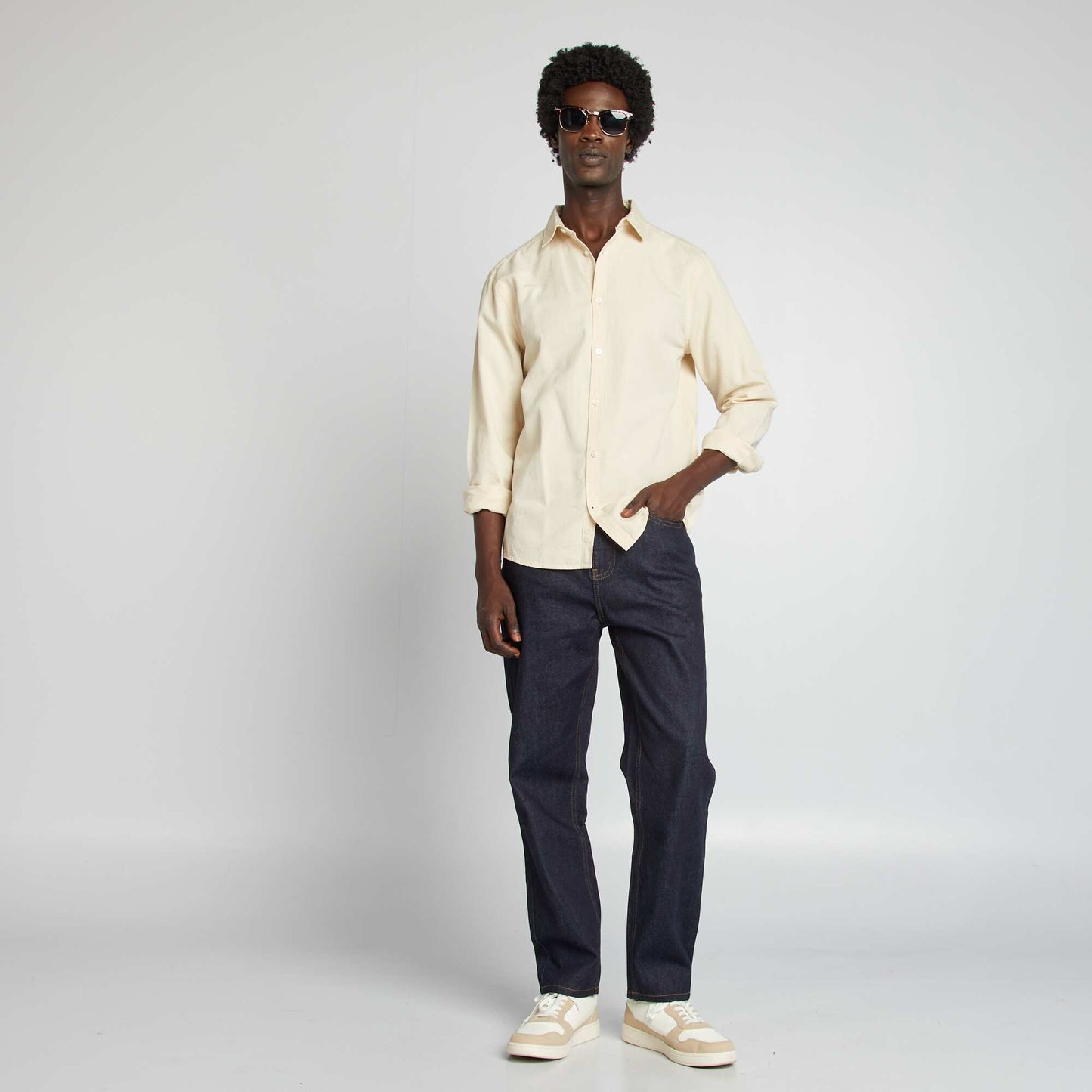 Linen-blend shirt WHITE