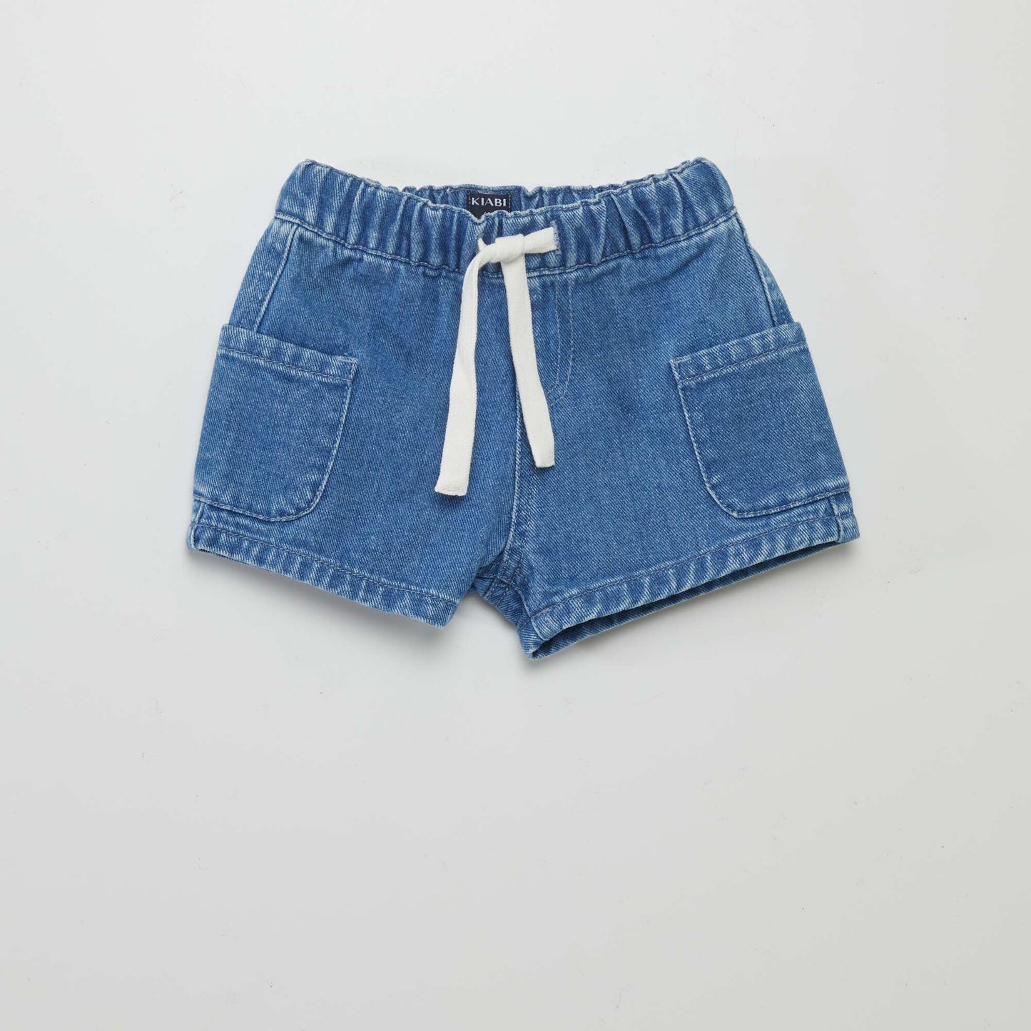 Denim shorts with contrasting ties BLUE