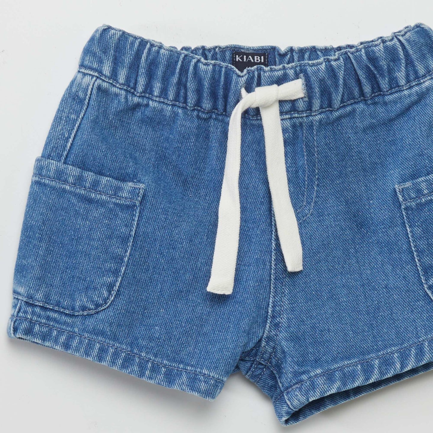 Denim shorts with contrasting ties BLUE