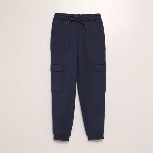 Plain multi-pocket joggers blue