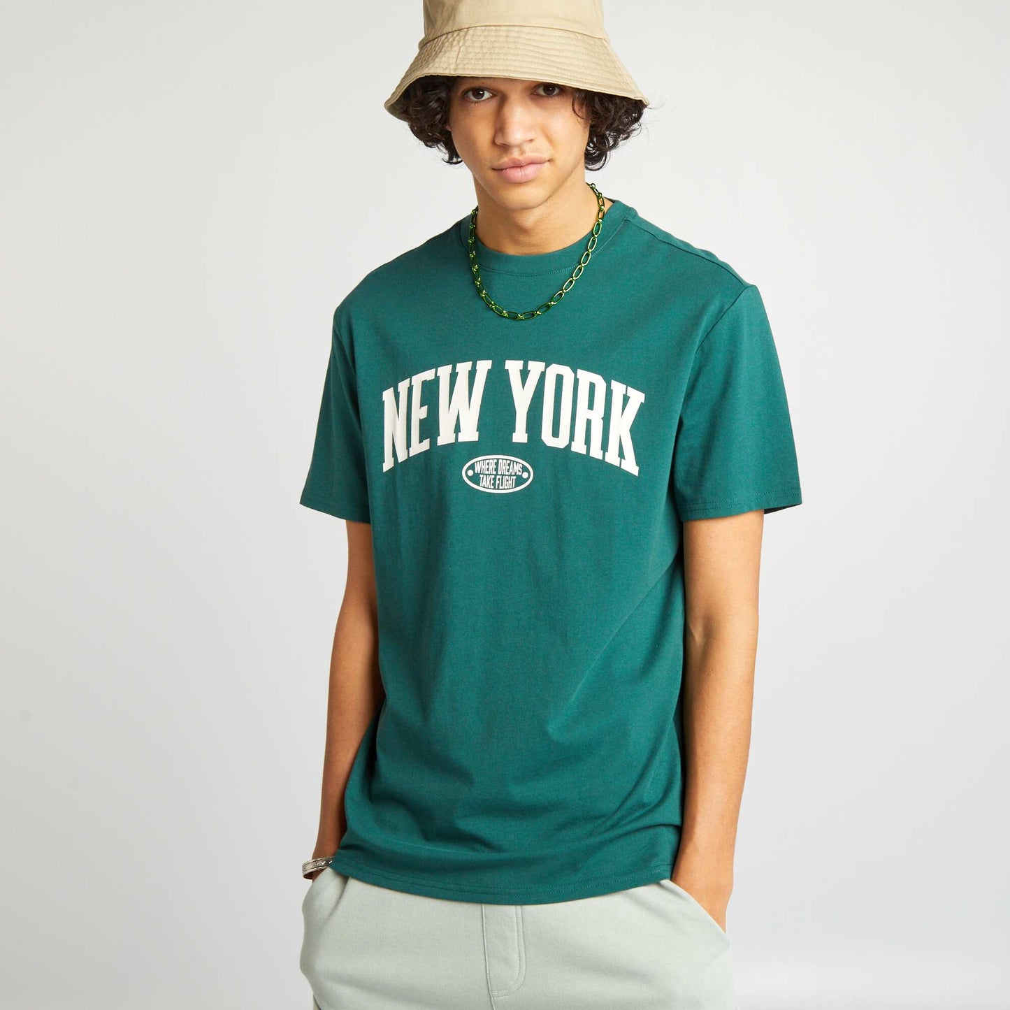 Round-neck jersey 'New York' T-shirt WHITE